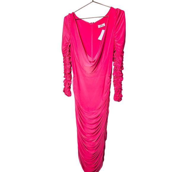 Aliétte Barbie Pink Ruched Draped Neckline Cowl Neck Gown Dress Size 10 - Picture 6 of 16